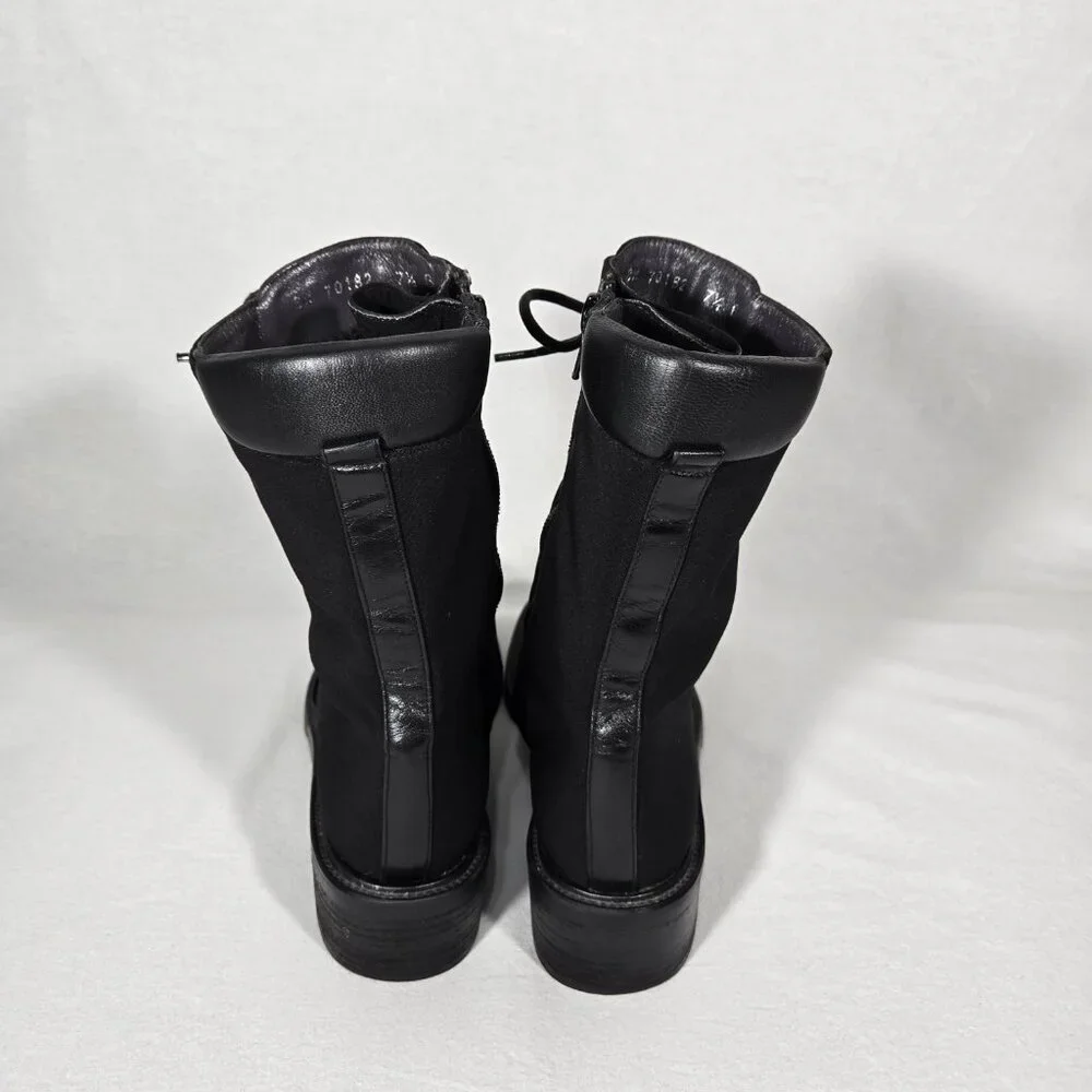 STUART WEITZMAN Eclectic Grandpa BLACK Nylon Upper Combat Boots Women Size 7.5B - Picture 15 of 17